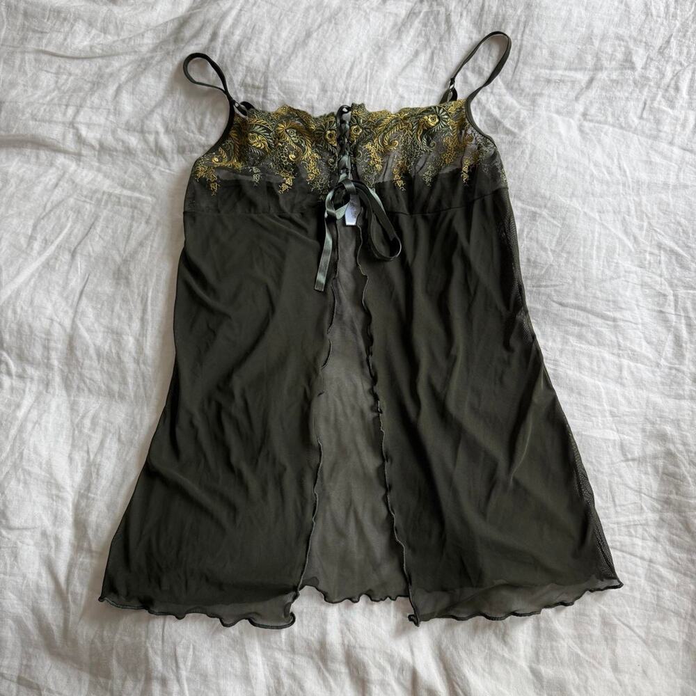 Adorable green lace up baby doll lingerie top